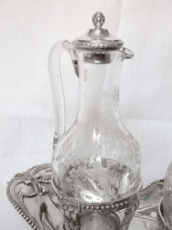 Antique French sterling silver oil & vinegar set, 18th century - Louis XVI period