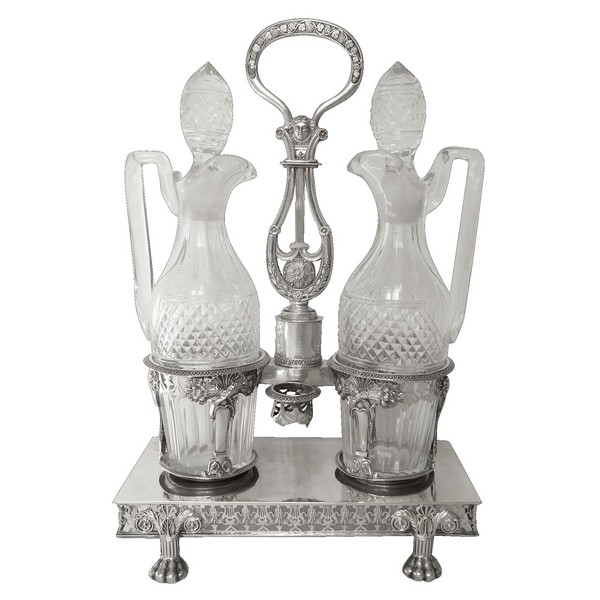 Sterling silver oil & vinegar set, early 19th century