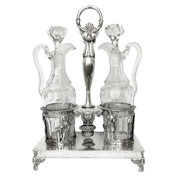 Empire sterling silver oil and vinegar set, early 19th century