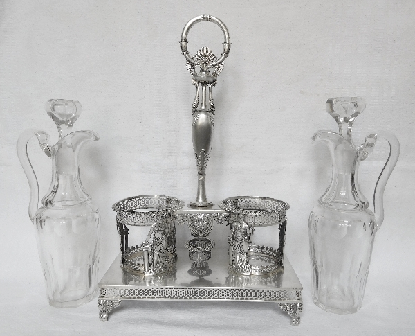 Empire sterling silver oil and vinegar set, early 19th century