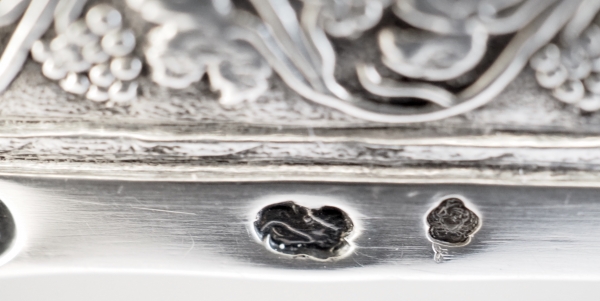 Empire sterling silver oil and vinegar set, French hallmark Rooster, early 19th century