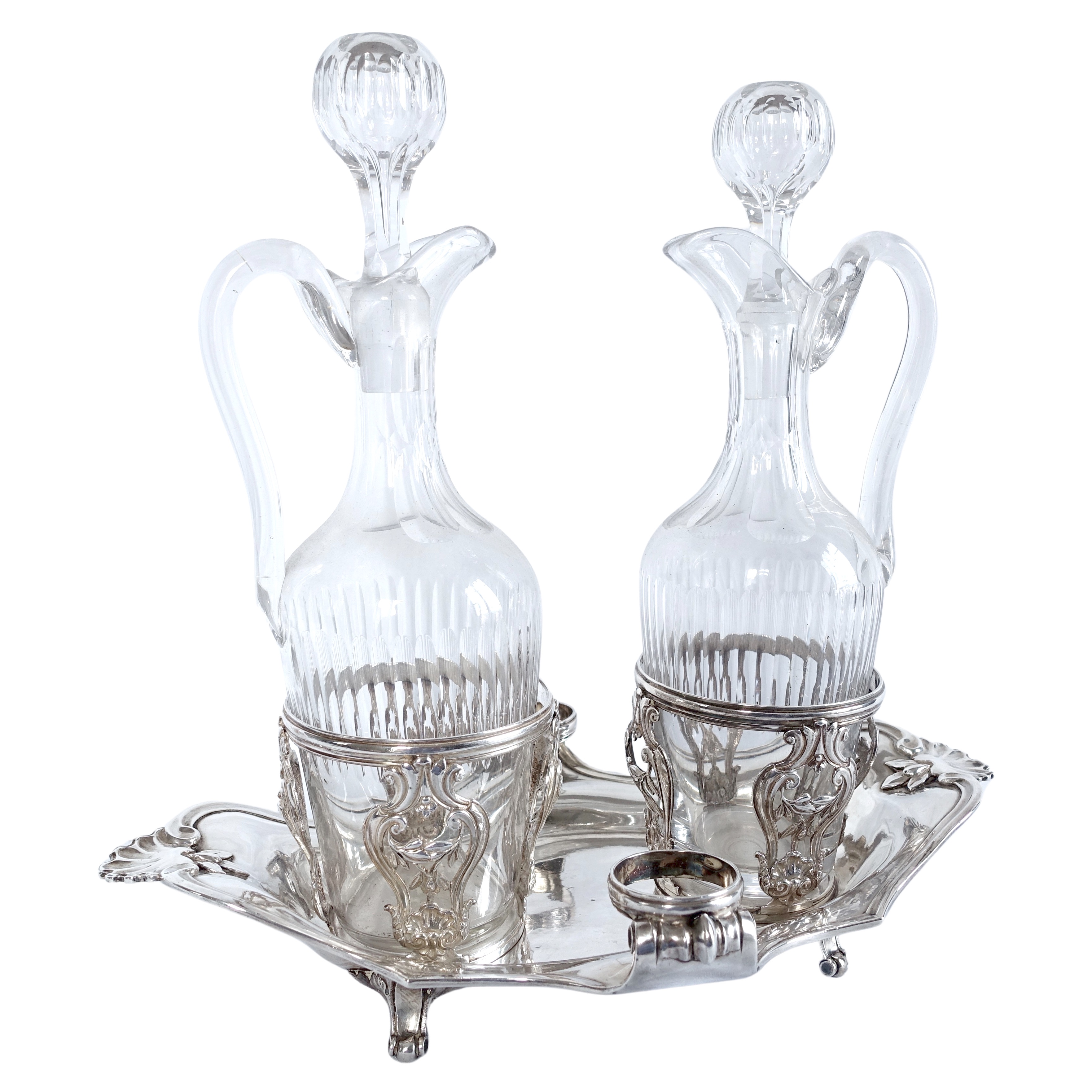 Sterling silver oil and vinegar set, Louis XV - Louis XVI period, 18th century - Paris - 1777