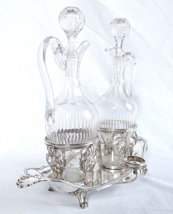 Sterling silver oil and vinegar set, Louis XV - Louis XVI period, 18th century - Paris - 1777