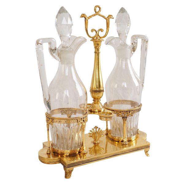 Empire vermeil oil and vinegar set, French hallmark Rooster, early 19th century