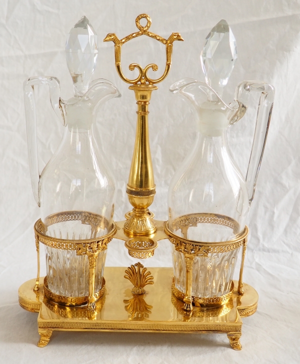 Empire vermeil oil and vinegar set, French hallmark Rooster, early 19th century