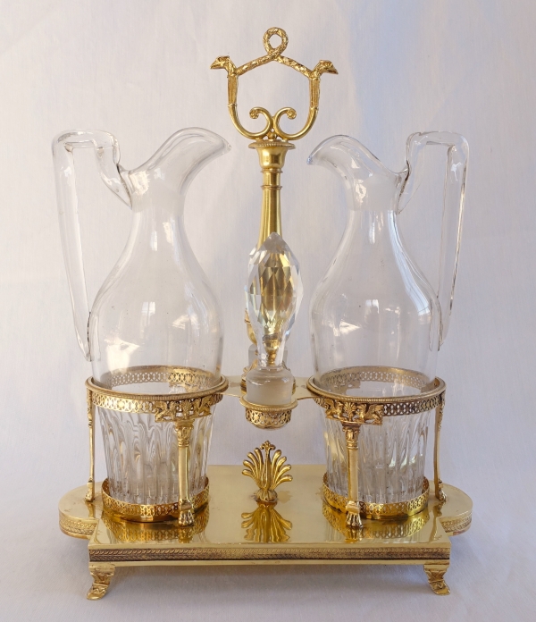 Empire vermeil oil and vinegar set, French hallmark Rooster, early 19th century