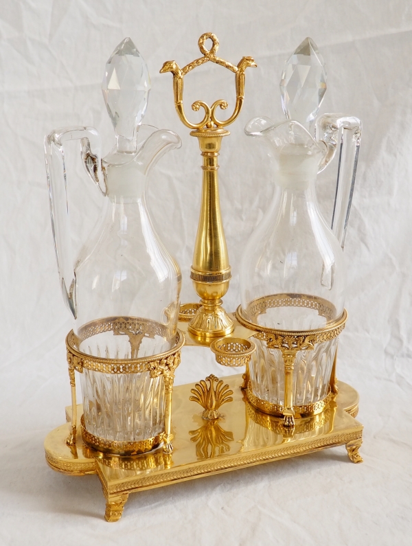 Empire vermeil oil and vinegar set, French hallmark Rooster, early 19th century