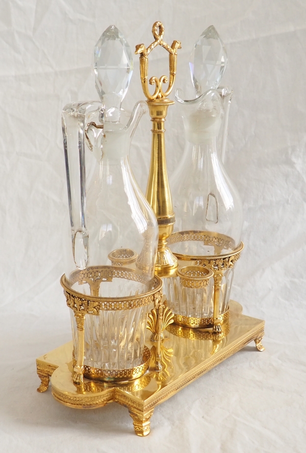 Empire vermeil oil and vinegar set, French hallmark Rooster, early 19th century