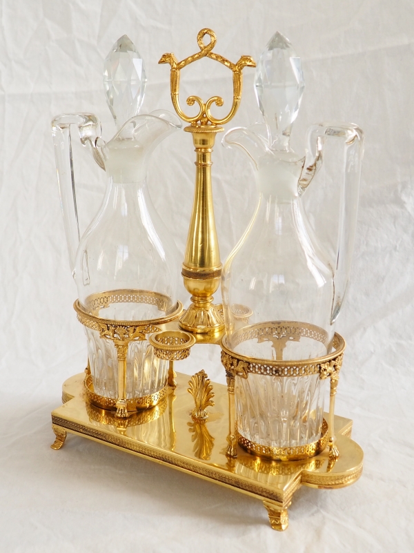 Empire vermeil oil and vinegar set, French hallmark Rooster, early 19th century