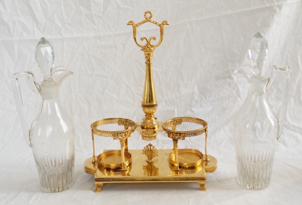 Empire vermeil oil and vinegar set, French hallmark Rooster, early 19th century