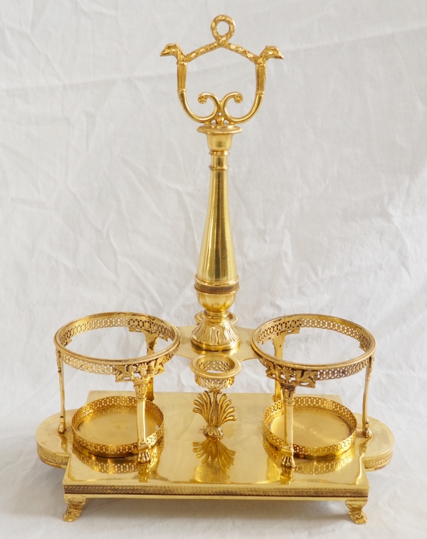 Empire vermeil oil and vinegar set, French hallmark Rooster, early 19th century