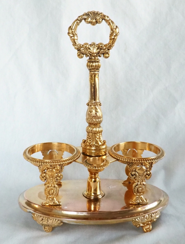 Vermeil oil and vinegar set, Marquis crown engraved - early 19th century circa 1830