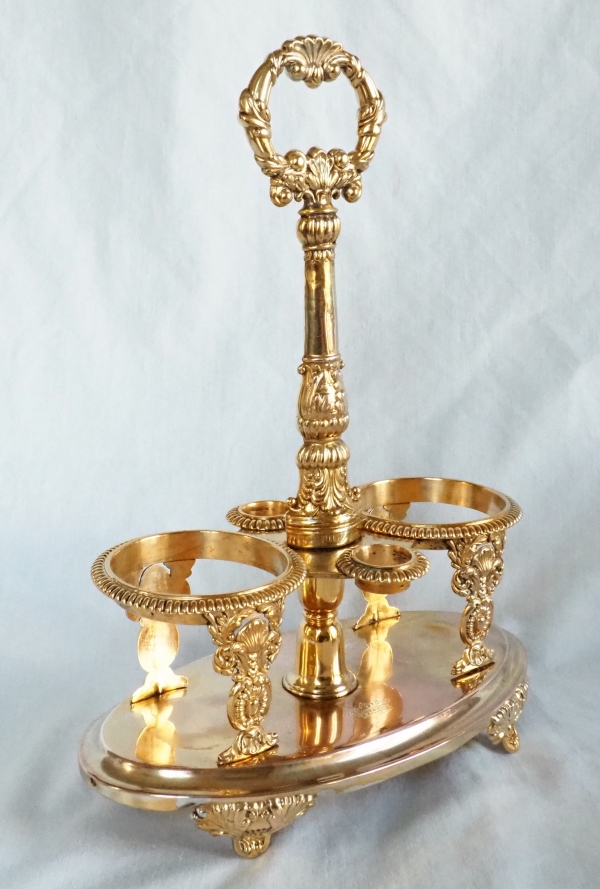 Vermeil oil and vinegar set, Marquis crown engraved - early 19th century circa 1830