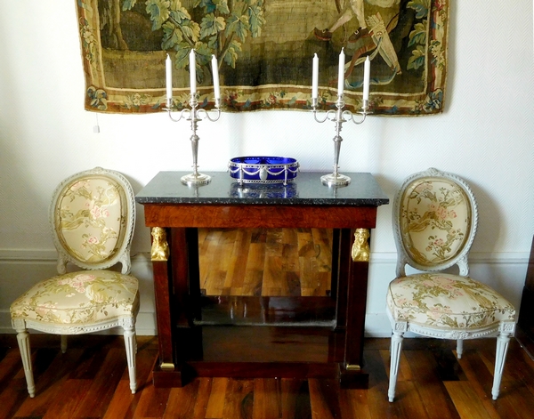 Sterling silver and cobalt blue crystal Louis XVI table centerpiece / jardiniere - 18th century