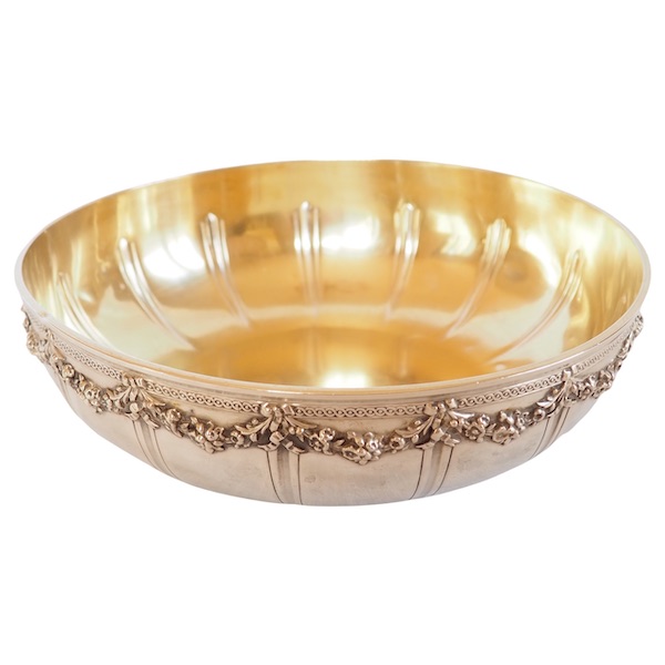 Louis XVI style sterling silver and vermeil bowl - late 19th century