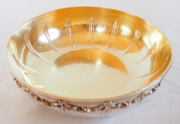 Louis XVI style sterling silver and vermeil bowl - late 19th century