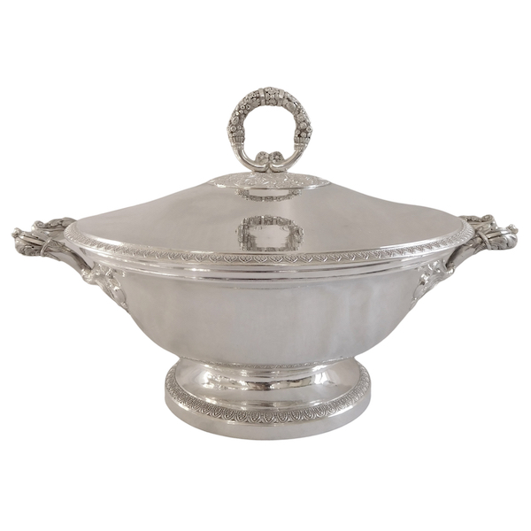 Empire style sterling silver vegetable dish, 19th century circa 1838