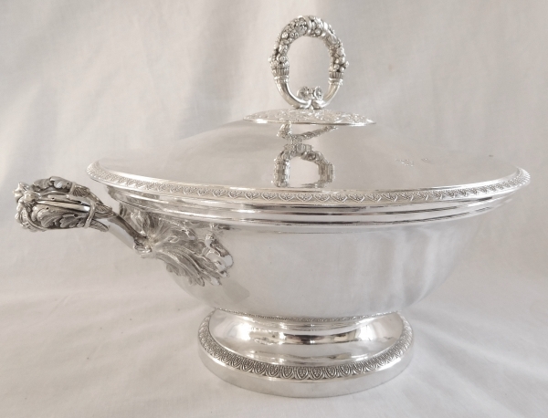 Empire style sterling silver vegetable dish, 19th century circa 1838