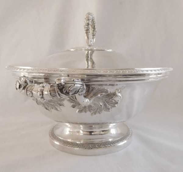 Empire style sterling silver vegetable dish, 19th century circa 1838