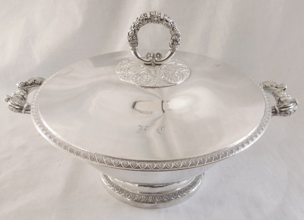 Empire style sterling silver vegetable dish, 19th century circa 1838