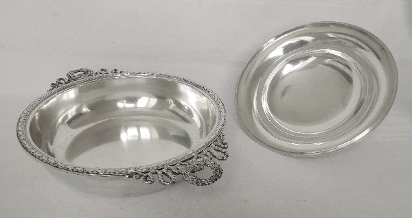 Antique French sterling silver vegetable dish, Louis XVI style