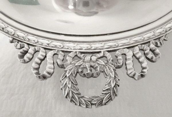 Antique French sterling silver vegetable dish, Louis XVI style