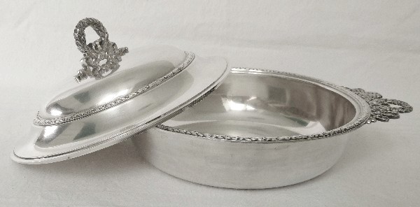 Antique French sterling silver vegetable dish, Louis XVI style