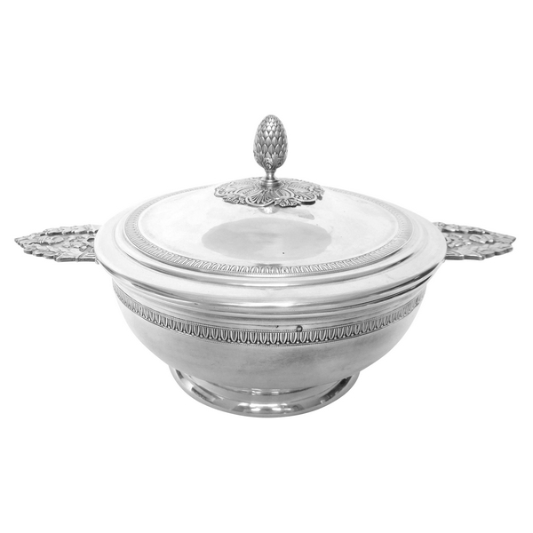 Antique French sterling silver vegetable dish, Empire style