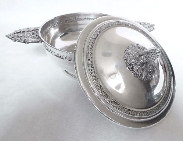 Antique French sterling silver vegetable dish, Empire style