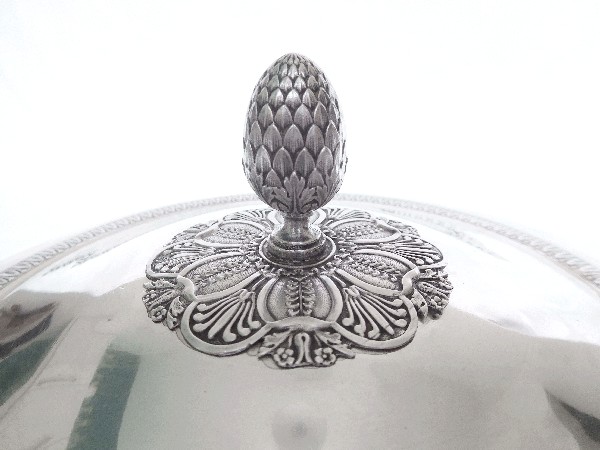 Antique French sterling silver vegetable dish, Empire style