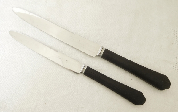Set of ebony knives - 12 table knives and 12 cheese knives - cutlery maker Lepine