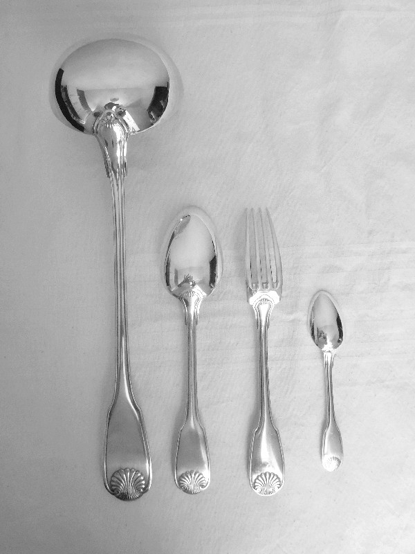 French sterling silver flatware set - 37 pcs - Christofle