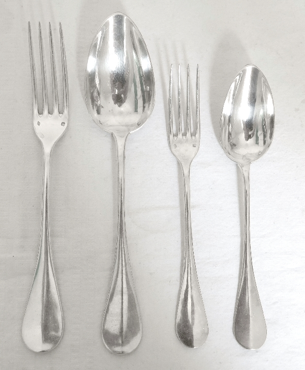 Sterling silver flatware, Louis XVI style, Granvigne silversmith, 48 pieces