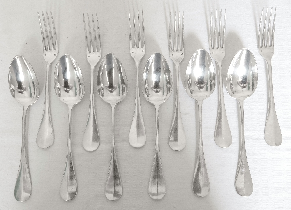 Sterling silver flatware, Louis XVI style, Granvigne silversmith, 48 pieces