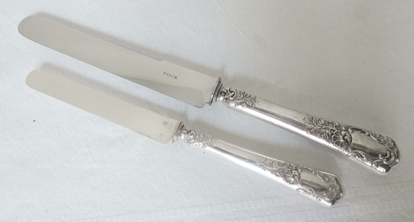 Set of 24 Louis XV style knives, sterling silver, silversmith Henri Lapeyre