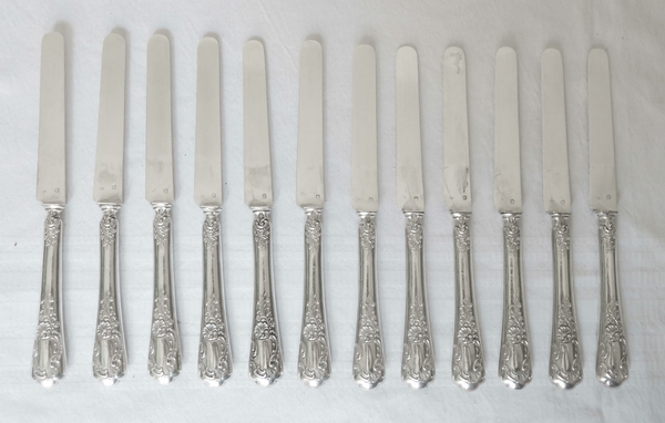 Set of 24 Louis XV style knives, sterling silver, silversmith Henri Lapeyre