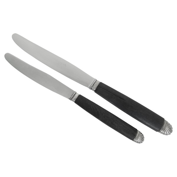 Regency style ebony and sterling silver knives set - 24 pcs