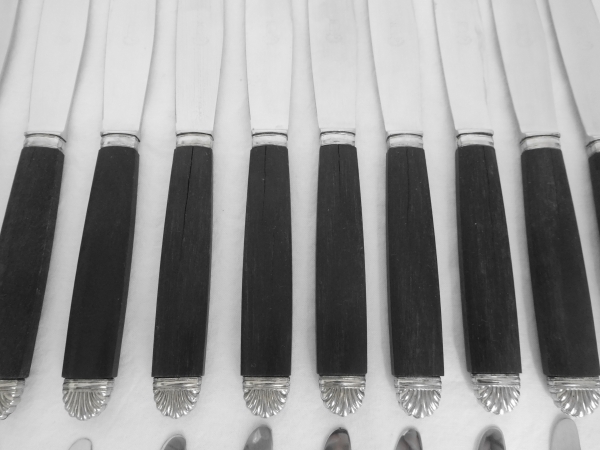 Regency style ebony and sterling silver knives set - 24 pcs