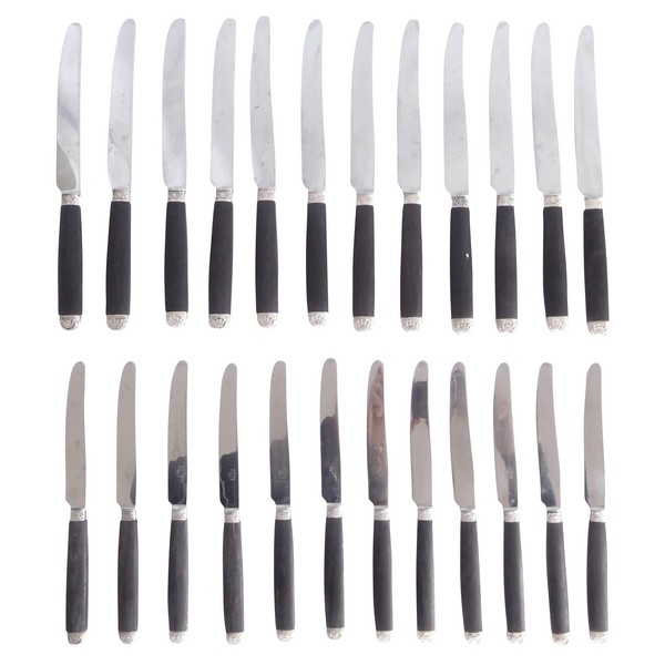 Regency style ebony and sterling silver knives set - 24 pieces