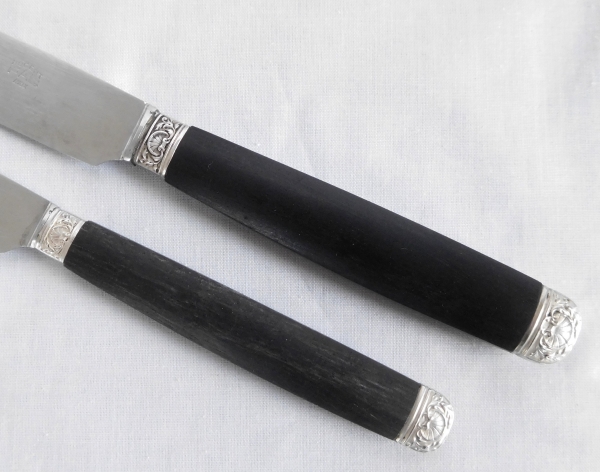 Regency style ebony and sterling silver knives set - 24 pieces