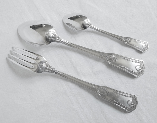 Silver plated Empire style flatware for 12