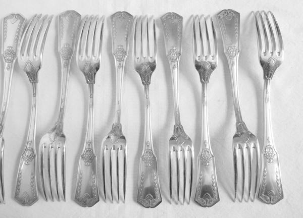 Silver plated Empire style flatware for 12