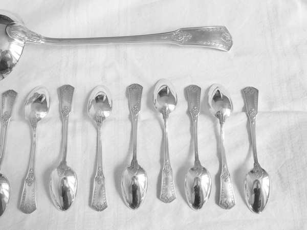 Silver plated Empire style flatware for 12