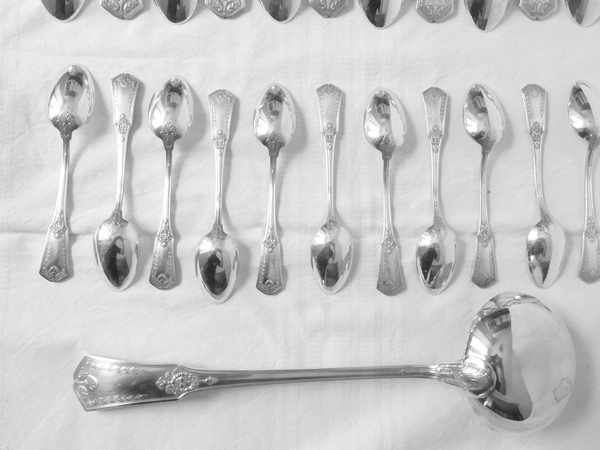 Silver plated Empire style flatware for 12