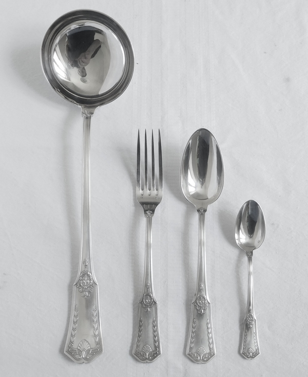 Silver plated Empire style flatware for 12