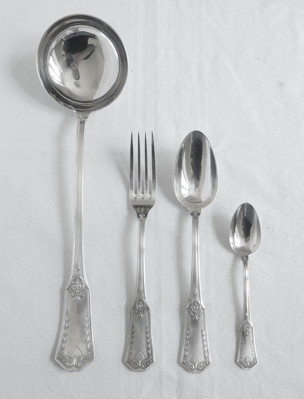 Silver plated Empire style flatware for 12