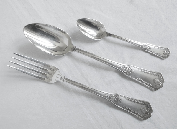 Silver plated Empire style flatware for 12