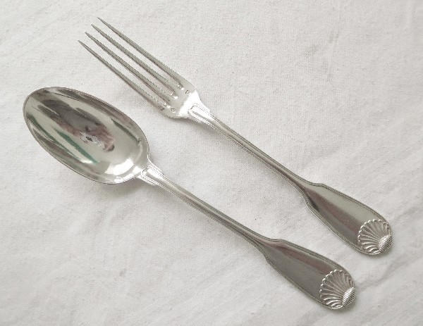 Antique French sterling silver flatware set, Hénin & Cie, 84p