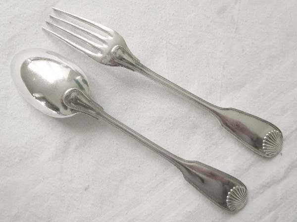 Antique French sterling silver flatware set, Hénin & Cie, 84p