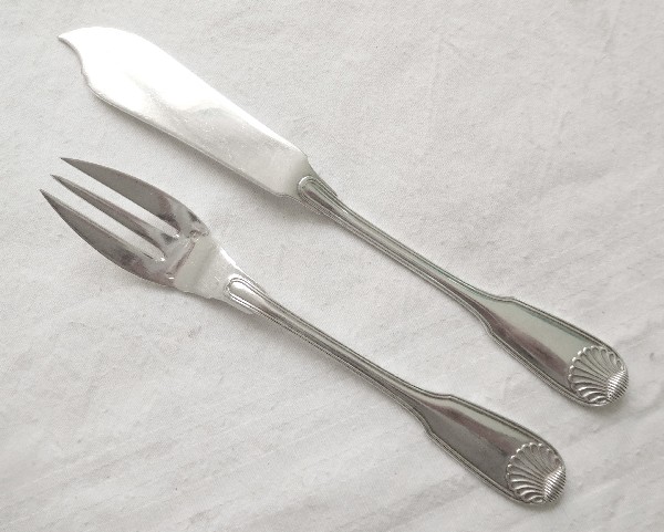 Antique French sterling silver flatware set, Hénin & Cie, 84p